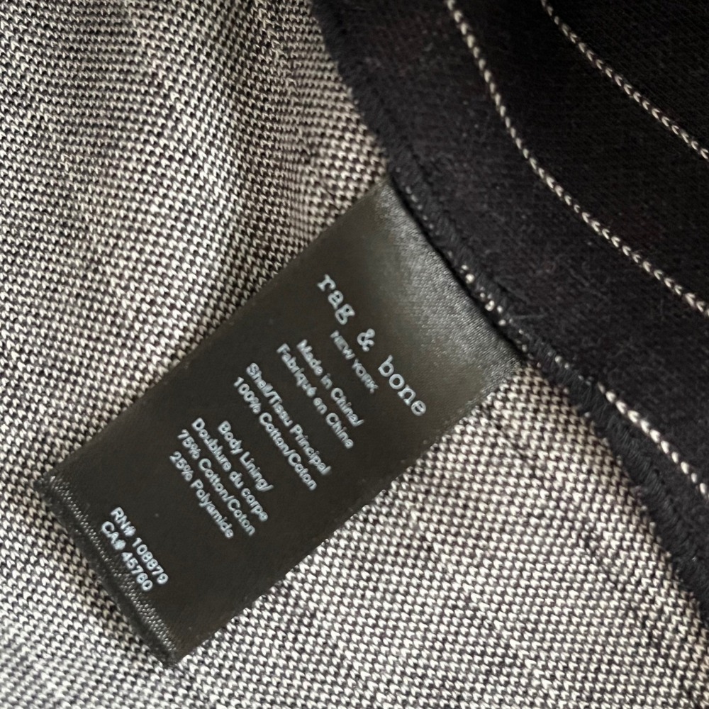 Rag & Bone Women's Black White Pinstripe Cotton Knit Blazer Jacket Size 4 - Picture 7 of 10
